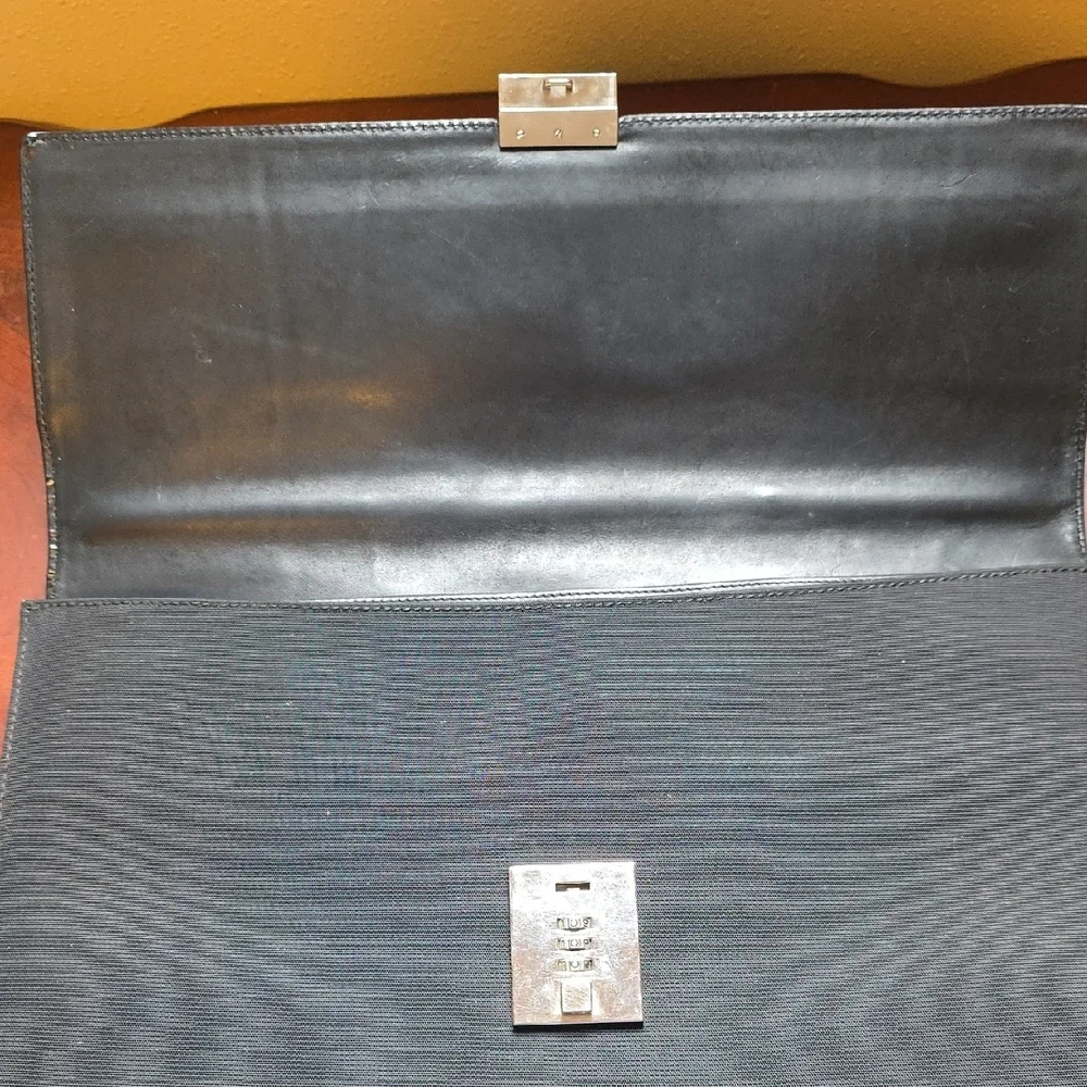 Gucci Black Leather Briefcase with Silver Lock